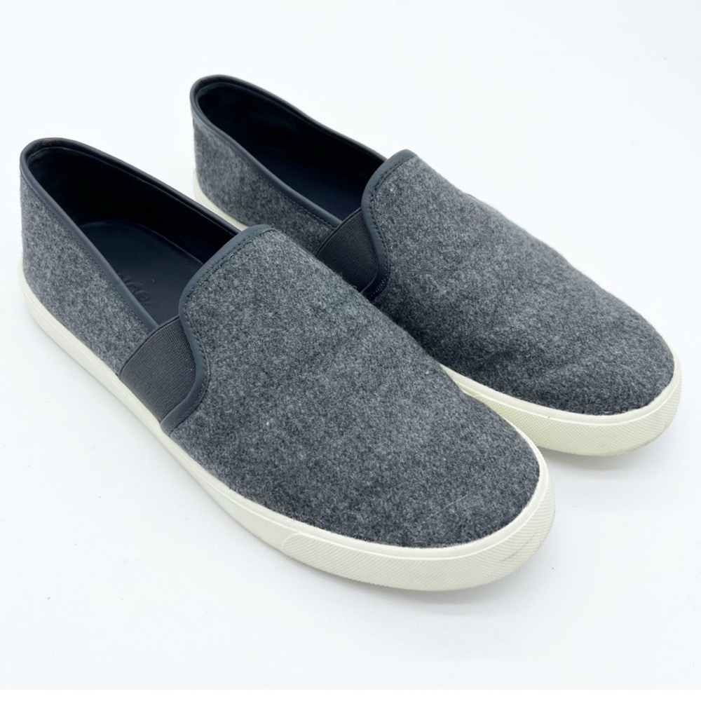 Vince Men’s Charcoal Grey Slip-On Sneakers with White Sole